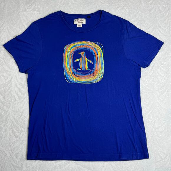 Original Penguin Other - Original Penguin Graphic T-Shirt Blue Short Sleeve Men's L Colorful Logo Cotton